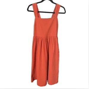Commense Orange Midi Dress Small Adjustable Straps Smocked Back Summer Sundress